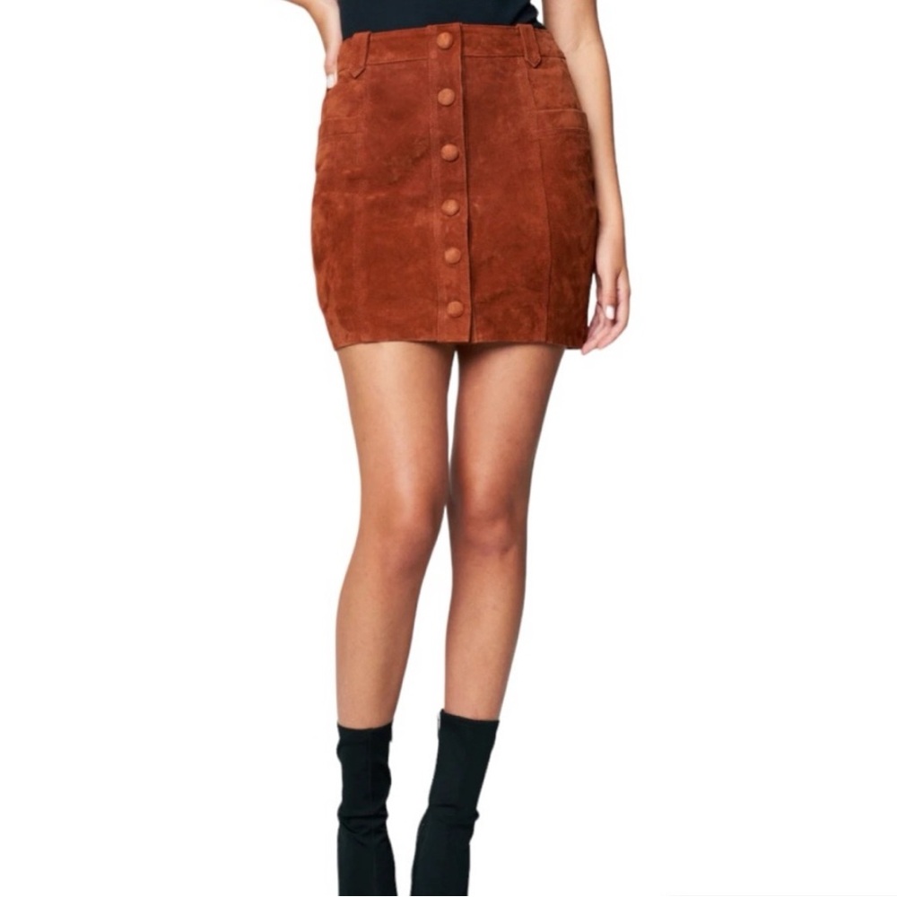 Blank NYC Rust Suede Leather Sun Valley Skirt NWT